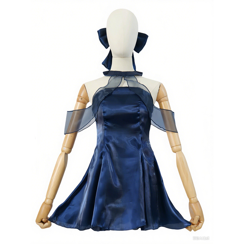 Vestido azul oscuro Chunxiang  - Anime Cosplay Blue Hair reseña y precio